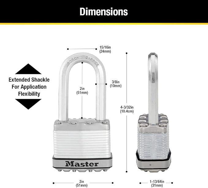 Master Lock M5XDLH Magnum Heavy Duty Padlock with Key, 1 Pack Silver