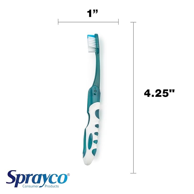 Sprayco Compact Foldable Travel Toothbrush with Microban, Built-in Cover, Soft Bristles & Ergonomic Handle, Multicolor, 4-Pack