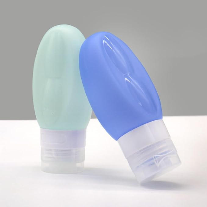 4pcs Silicone Travel Bottles Set 90ml Leakproof Reusable Toiletries Containers for Shampoo Lotion with Flip Cap for Travel Bathroom Toiletry Storage