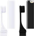 Patelai 2 Pieces Travel Toothbrush Set, Travel Size Toiletries, Soft Bristle Mini Foldable Tooth Brush with Case, Individually Wrapped Small Portable Toothbrush for Camping Home (Black and White)