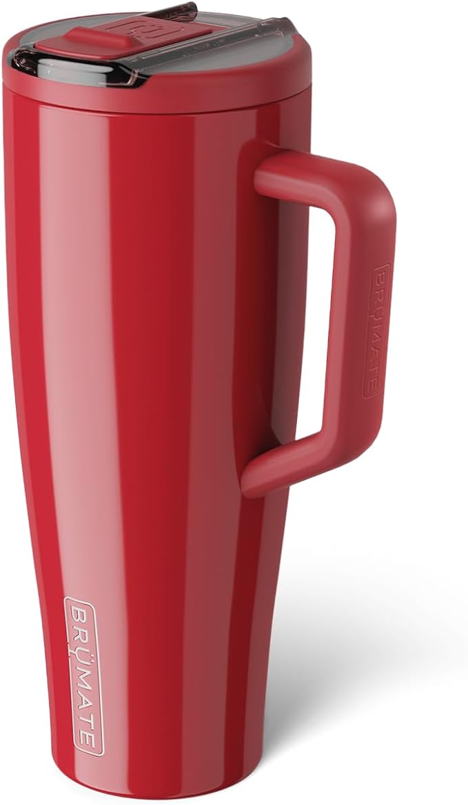 BrüMate Era Flip 40oz Tumbler with 100% Leakproof Covered Straw Lid | Hygienic Covered Straw | Insulated Stainless Steel Water Bottle with Handle | Cup Holder Friendly | BPA-Free (Maraschino)