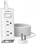 Addtam Flat Plug Power Strip with 6 Outlet Extender, 15 FT Extension Cord Flat Wall Plug with Multiple Outlets, No Surge Protector for Cruise Ship, Travel, Dorm, Home Office, Cruise Essentials, White