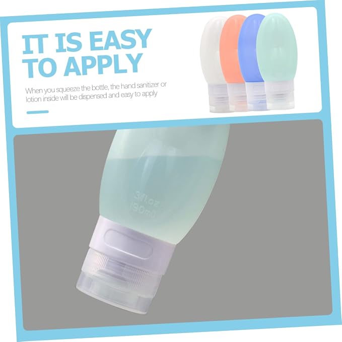DOITOOL 2sets Portable Travel Bottles Set Silicone Shampoo Containers Mini Travel Size Toiletry Bottles Leakproof Refillable Detachable Cap 4pcs*2