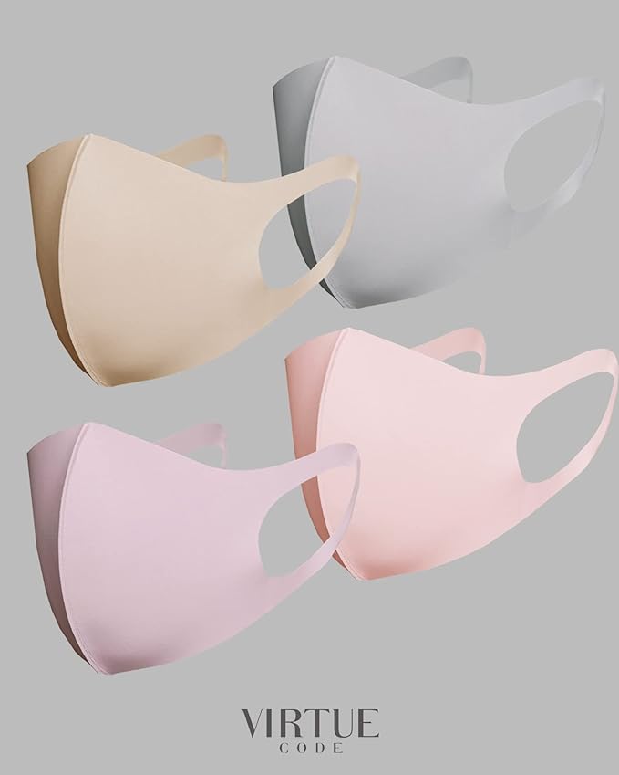 Virtue Code Second Skin Cloth Face Mask Pack. 4 Buttery Soft Masks Washable Fabric