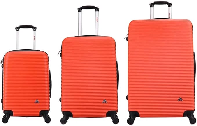 InUSA ROYAL Hardside Luggage Set with Spinner Wheel | Spacious Travel Suitcases with Ergonomic GEL Handle and Studs | (20/24/28) 3 Piece Luggage Set | Orange