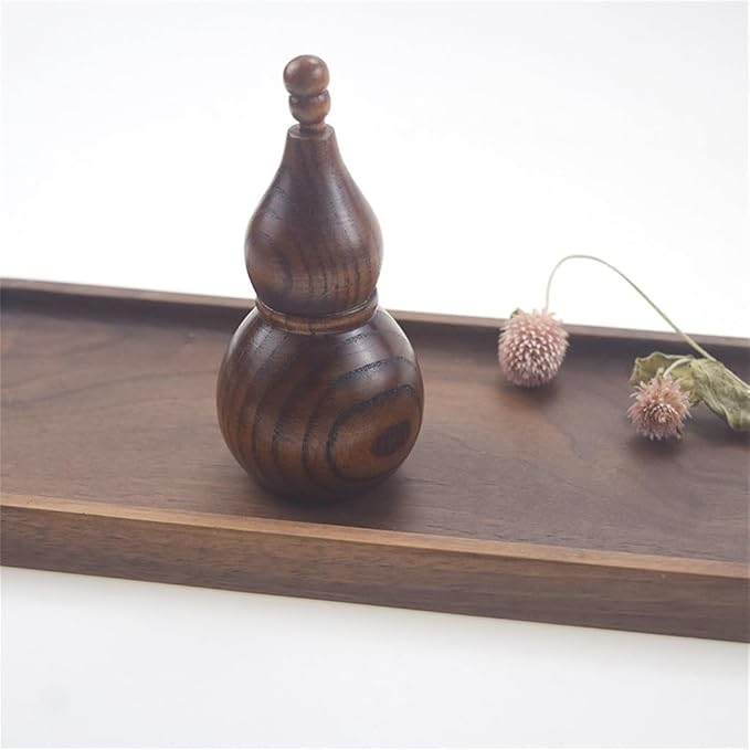 Japanese Wooden Toothstick Holder Gourd Shape Solid Color Cotton Swab Box Sour Date Without Texture