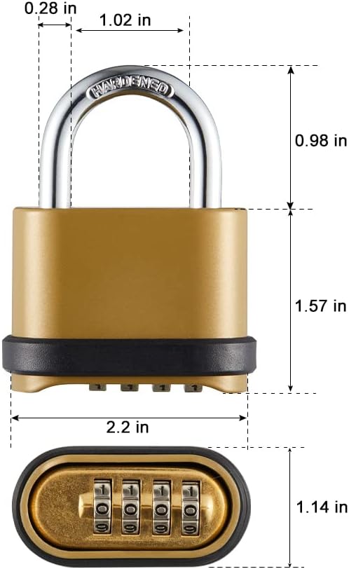 CINCINNO Heavy Duty Weatherproof Combination Lock, 4-Pack Outdoor Combo Lock,Resettable Combination Padlock for Gate,Shed,Storage Unit