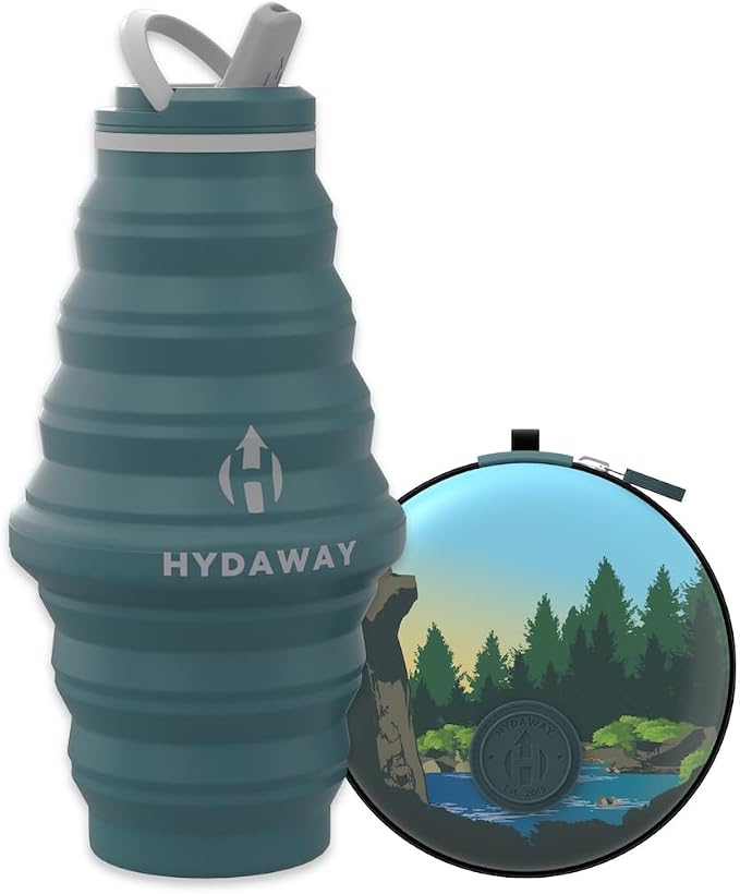 HYDAWAY Hydration Travel Pack - 25oz Collapsible Water Bottle with Flip-Top Lid and Protective Travel Case - BPA-Free, Leak-Resistant, Reusable Bottle for Traveling, Hiking, and Daily Use