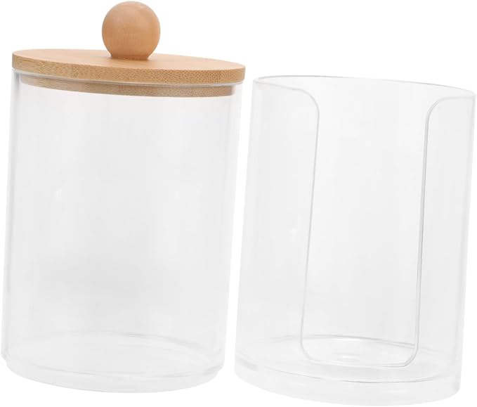 4pcs Cotton Pad Organizer Stackable Design Portable Round Storage Jar for Makeup Cotton Pads and Stylish Bathroom and Vanity Decor for Efficient Organization