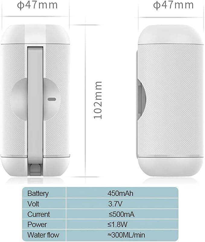 Portable Bidet for Travel, 500ml Travel Bidet, Bidet Sprayer with Peri Bottle for Women/Man, Handheld, Rechargeable Electric Bidet High Pressure, Douche Bottle for Postpartum, Hemorrhoid (White)