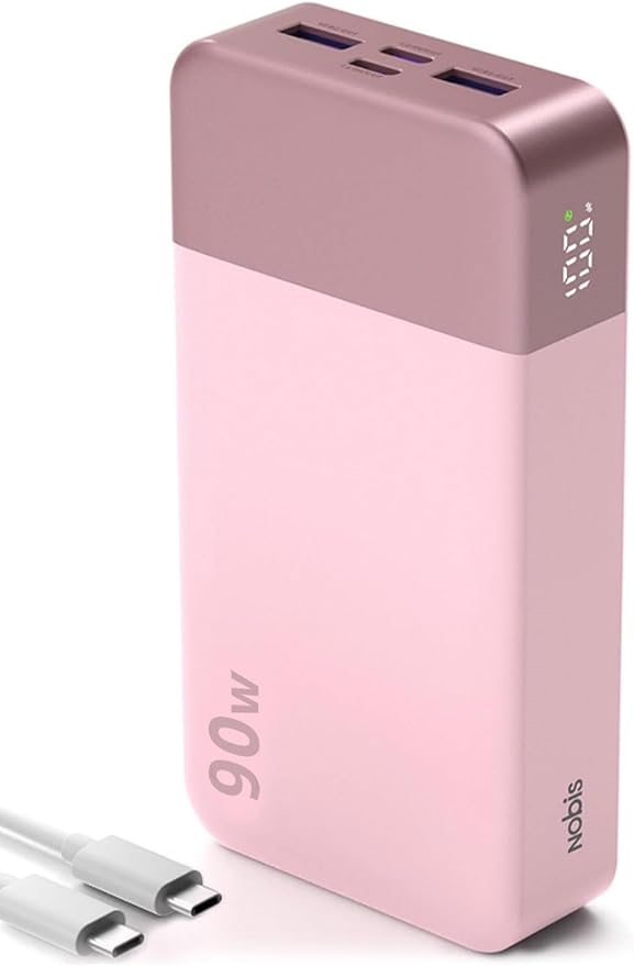 NOBIS 90W 20,000mAh Power Bank, Laptop Portable Charger 4-Port PD Fast Charging Battery Pack Digital Display for Laptop, Tablet, Phone and More