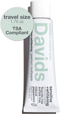 Davids Hydroxi Fluoride Free Nano Hydroxyapatite Toothpaste for Remineralizing, Sensitive Support, Whitening, Antiplaque, SLS Free, Natural Peppermint, Made in USA, 1.75oz (Travel Size)