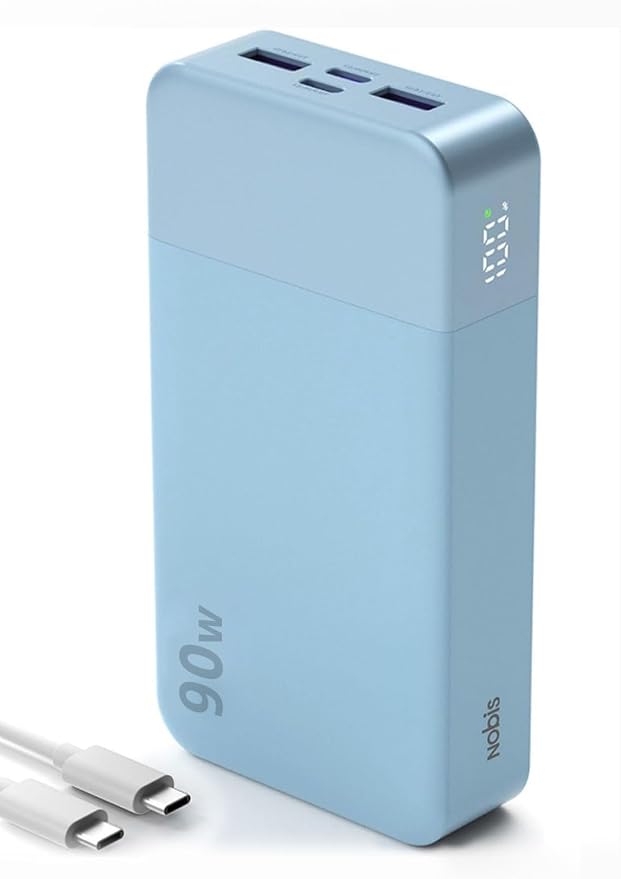 NOBIS 90W 20,000mAh Power Bank, Laptop Portable Charger 4-Port PD Fast Charging Battery Pack Digital Display for Laptop, Tablet, Phone and More