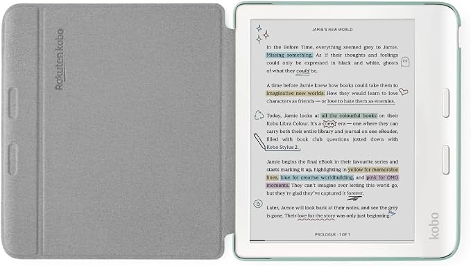 Kobo Libra Colour SleepCover Case | Garden Green Basic | Sleep/Wake Technology | Built-in 2-Way Stand | Vegan Leather | Compatible with 7” Kobo Libra Colour eReader