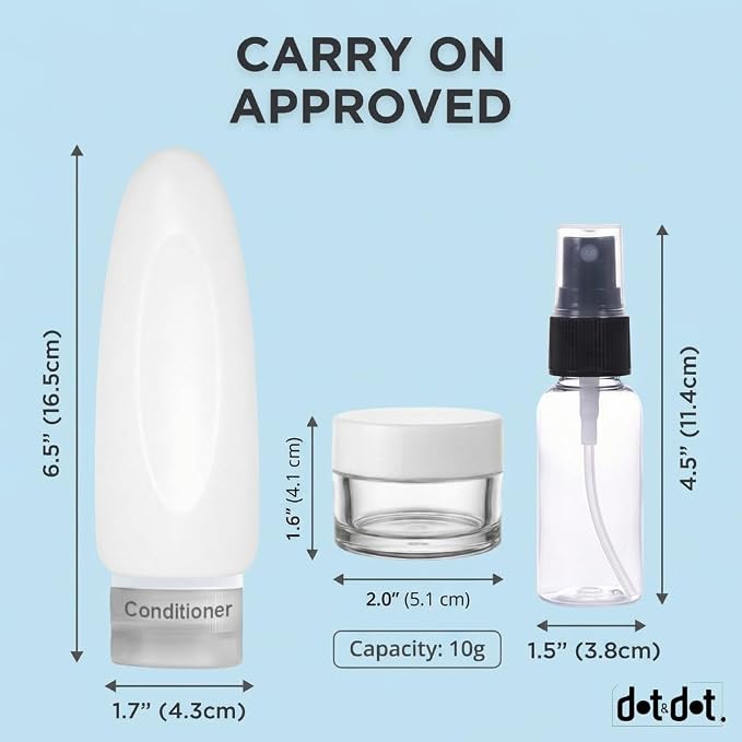 Dot&Dot Leak Proof Travel Bottles Compression Packing Cubes