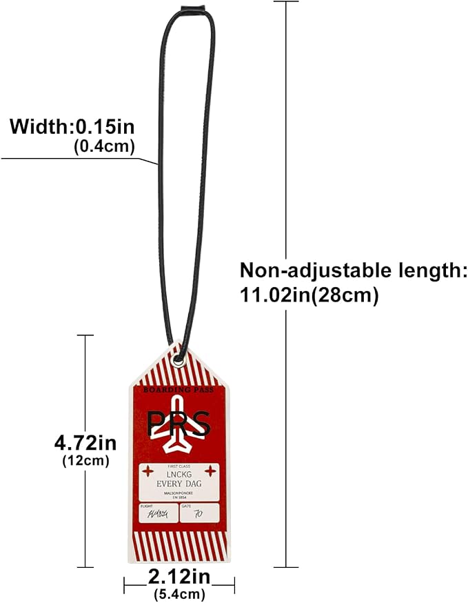 Microfibre Leather Tag for Luggage Bag or Suitcase, Decorative Hang Tag for Speedy 25 30 35 Handbag(Boarding Pass-Red)