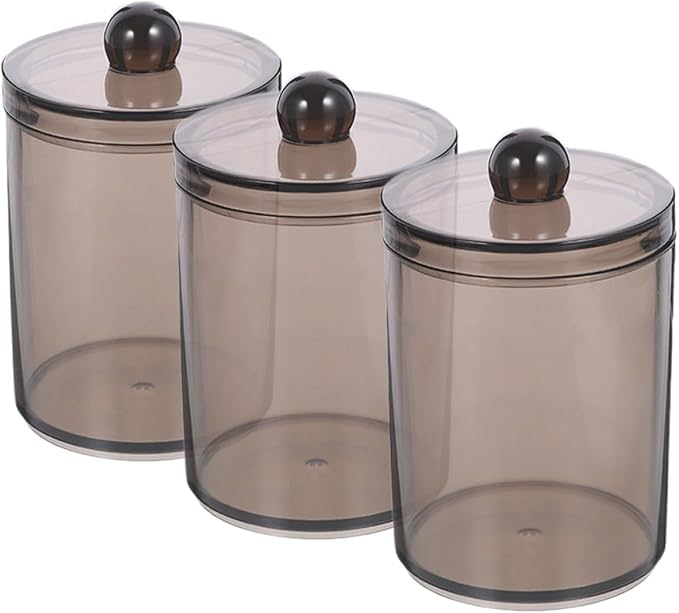 PRETYZOOM 12pcs Cotton Swab Holder Transparent Storage Jar for Cotton Pads Swabs and Toothpicks Compact Bathroom Organizer with Easy-open Lid for Efficient Storage