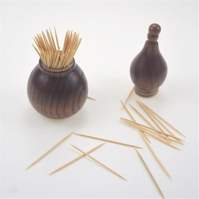 Japanese Wooden Toothstick Holder Gourd Shape Solid Color Cotton Swab Box Sour Date Without Texture