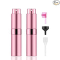 2 PCS/8ml Portable Mini Perfume Atomizer bottles, Empty Refillable Spray Bottle with 3 Types of Refill Tools, Pocket Travel Perfume Sample Bottles(Pink)
