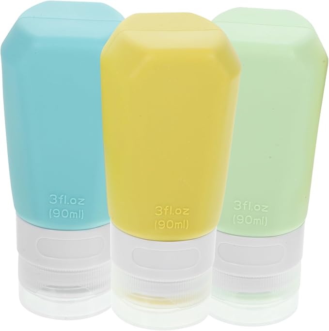 3pcs Silicone Travel Toiletries Set Shampoo Lotion Bottles Leak Containers for Face Wash Body Wash and Cosmetics for Travel and Go Use Style