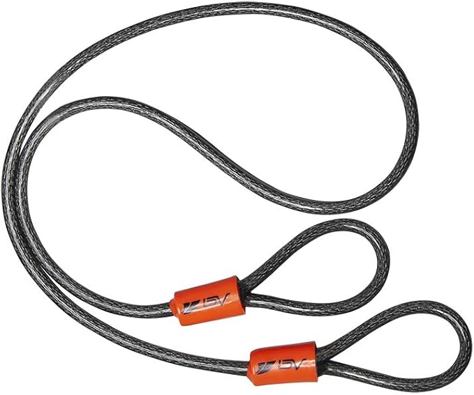 BV 2.5FT Bike Cable with Loops - 5mm (3/16 Inch) Cut-Resistant Braided Steel Cable - Versatile & Weatherproof - Small Security Cable Lock, Security Chain for Padlock, Chain Lock, Wire Lock