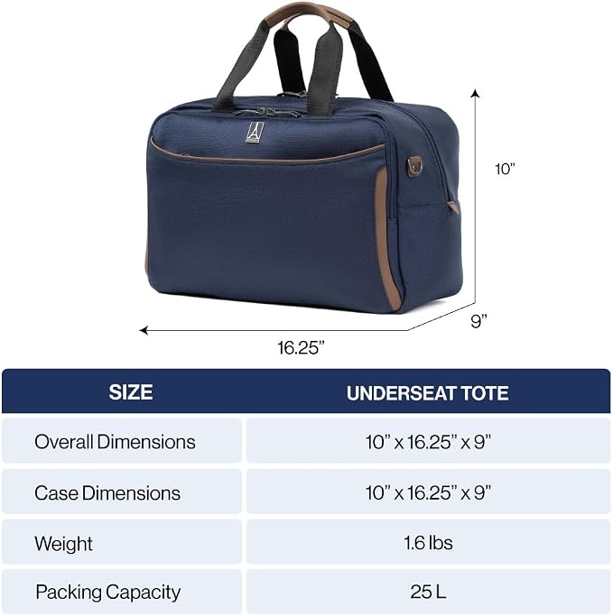 Travelpro Crew Classic Lightweight Softside Luggage, Underseat Travel Tote Bag, Men and Women, Patriot Blue