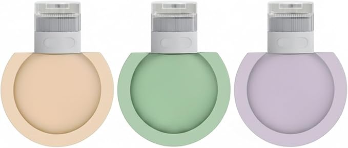 3-Pack Silicone Travel Bottles, Refillable Squeeze Containers for Toiletries, Carry-On Friendly Dispensers with Labels, Beige