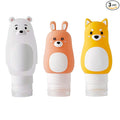PRETYZOOM Travel Toiletry Bottles Set of 3 Refillable Portable Lotion Shampoo Dispenser Bottles with Cartoon Rabbit Shiba Inu Bear Design Lightweight Squeeze Bottles for Travel 5.31X2.08X1.77In