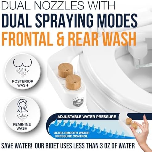 Clean Camper RV Bidet – Only Fits Thetford V, Thetford VI & SeaFlo Plastic Toilets – Not for Porcelain RV Toilets– Easy Install, Front & Rear Spray, Saves 80% TP – Best RV Bathroom Upgrade