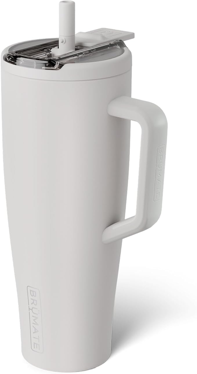 BrüMate Era Flip 40oz Tumbler with 100% Leakproof Covered Straw Lid | Hygienic Covered Straw | Insulated Stainless Steel Water Bottle with Handle | Cup Holder Friendly | BPA-Free (Dune)