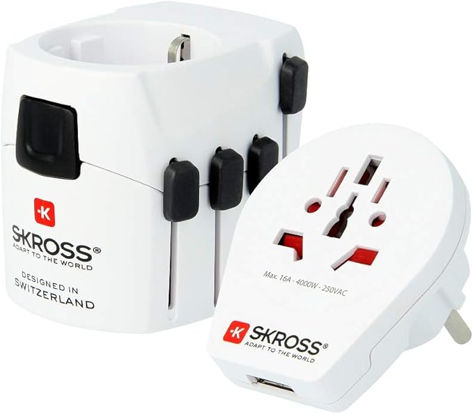 Skross Pro-World & USB Travel Adaptor, White