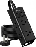 Addtam Flat Plug Power Strip with 6 Outlet Extender, 10 FT Extension Cord Flat Wall Plug with Multiple Outlets, No Surge Protector for Cruise Ship, Travel, Dorm, Home Office, Cruise Essentials, Black