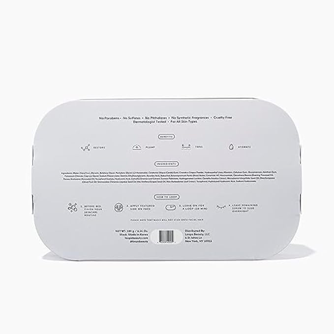 LOOPS DREAM SLEEP - Nighttime Korean Hydrogel Face Masks Face Mask Leaves Skin Toned, Plump, Hydrated, Restored - Layers Skin with Natural Oils, Vitamins, Antioxidants, & Fatty Acids 5 pc