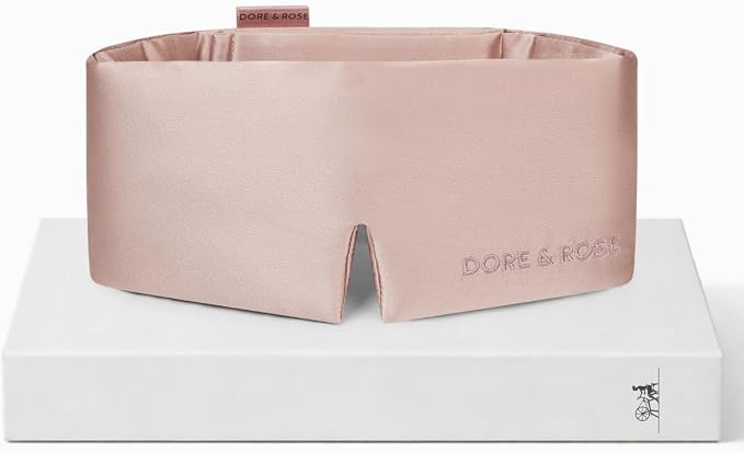 Dore & Rose Deep Sleep Mask for Women and Men - 23 Momme Mulberry Silk Eye Mask for Sleeping and Travel, 100% Blackout, Adjustable Strap, Cooling Soft Black Silk Eyemask Award-Winning Luxury