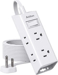 Addtam Flat Plug Power Strip with 6 Outlet Extender, 10 FT Extension Cord Flat Wall Plug with Multiple Outlets, No Surge Protector for Cruise Ship, Travel, Dorm, Home Office, Cruise Essentials, White