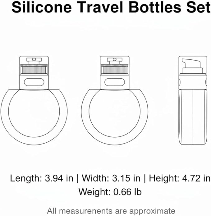 3-Pack Silicone Travel Bottles, Refillable Squeeze Containers for Toiletries, Carry-On Friendly Dispensers with Labels, Beige