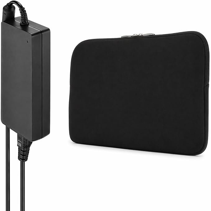 Insignia Travel Accessory 90W + 15" Laptop Sleeve Bundle – All-in-One International Plug Accessory with USB Ports & Protective Laptop Case (Black)