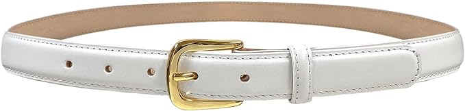 Genuine Full-Grain Cowhide Leather Dress Belt Solid Brass Gold Buckle 1-3/8'' or 1" Wide