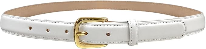 Genuine Full-Grain Cowhide Leather Dress Belt Solid Brass Gold Buckle 1-3/8'' or 1" Wide