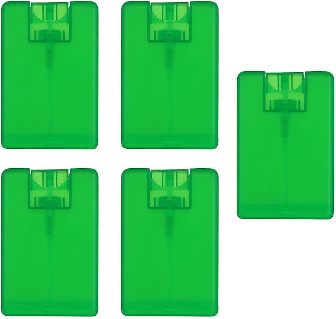 5Pcs 20ml/ 0.67oz Card Type Spray Bottles Refillable Perfume Atomizer Container Portable Fine Mist Spray Bottle Travel Bottle(green)