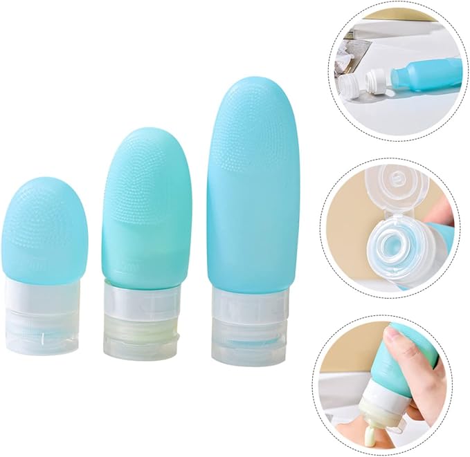 DOITOOL 9pcs Silicone Travel Bottles Set for Toiletries Squeeze Containers for Shampoo Lotion and Liquid Soap Portable and Refillable Travel Accessories