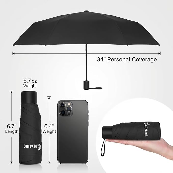 GAOYAING Compact Travel Umbrella with Case Sun&Rain Lightweight Small and Compact Suit for Pocket