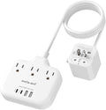 European Travel Plug Adapter - Multi Country Outlet Adapter with 3 AC Outlets & 4 USB(2USB-C)4.2A, 5ft Universal Power Cord, Worldwide Outlet Charger for Europe EU Germany France, Type A/C/G/I, Travel