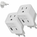 Ceptics European, Egypt Travel Adapter Plug with Dual USB - Type C - Europe - Usa Input - Light Weight - Perfect for Cell Phones, Chargers, Cameras and More - 2 Pack