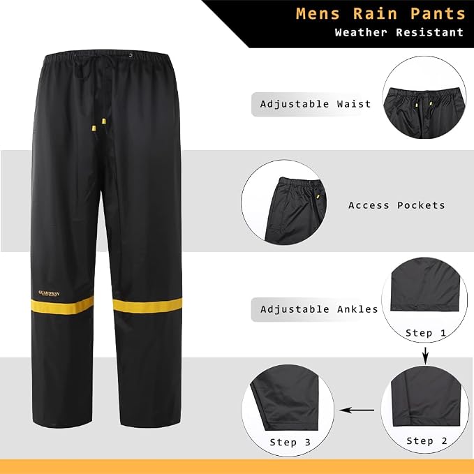 Rain Suits for Men Waterproof Hooded Jacket and Pants Breathable Rain Coats Rain Gear for Outdoor Activity and Work