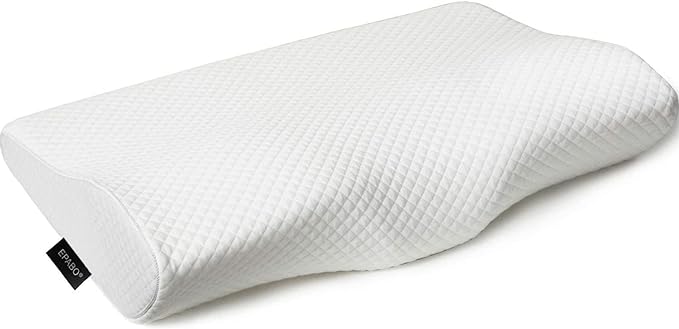 EPABO Contour Memory Foam Pillow Orthopedic Sleeping Pillows, Ergonomic Cervical Pillow for Neck Pain - for Side Sleepers, Back and Stomach Sleepers, Free Pillowcase Included ( Soft & Queen Size)
