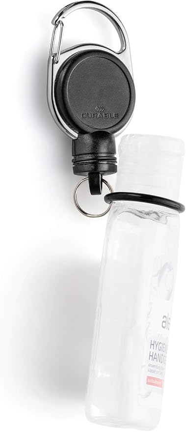 Durable 836901 Retractable Reel for Hand sanitiser | Extra Strong with Magnet | Pack of 1 Piece | Black