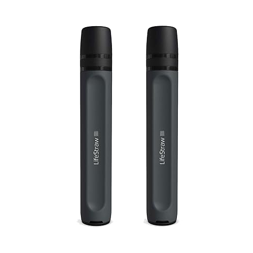 LifeStraw Peak Series — Personal Water Filter Straw for Backup Filtration, Emergency, Survival, and Ultralight Hydration, Dark Mountain Gray, 2 Pack