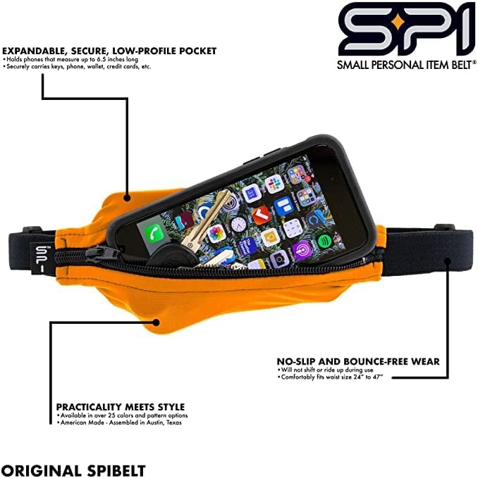 SPIbelt Running Belt Original Monochromatic for Women Men, Phone Holder for Running, Running Fanny Pack, Holder for Phone, Running Waist Pack, Adjustable, [Fits All Phones]. Rose Gold