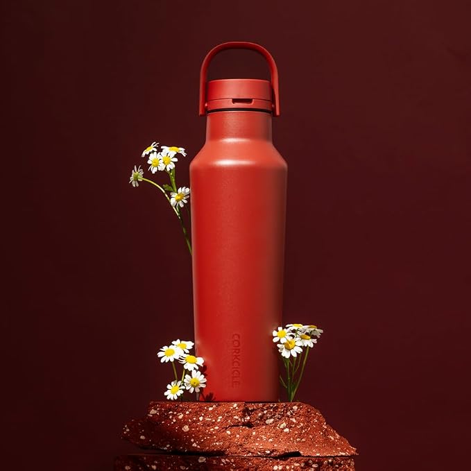 Corkcicle Sport Canteen - Keeps Drinks Cold 25 Hours - Stainless Steel Water Bottle - Triple-Insulated - Spill-Proof - Summer Drinkware Gift - Keeps Drinks Ice Cold - 32 oz - Brick